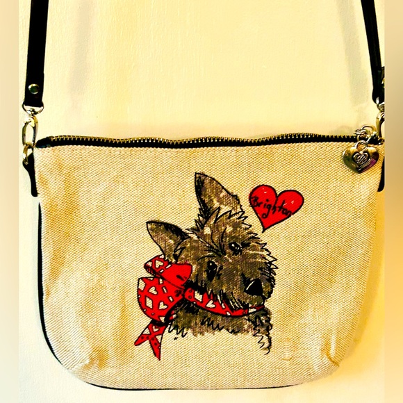 Brighton Bags Scottie Dog Terrier Canvas Cross Body Purse Beige - Picture 1 of 10